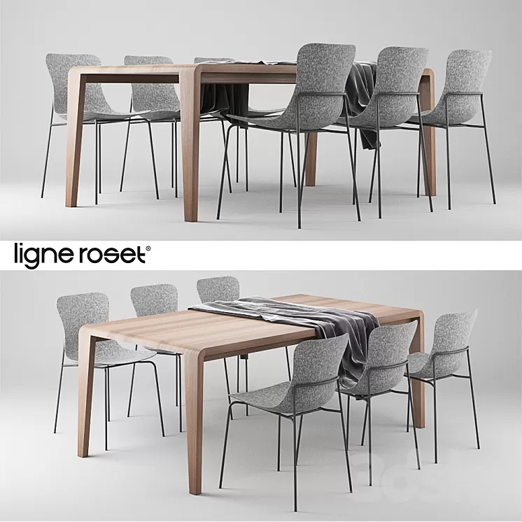 Ligne Roset SpiritOfForest Table and Ettoriano Chair 3D Model