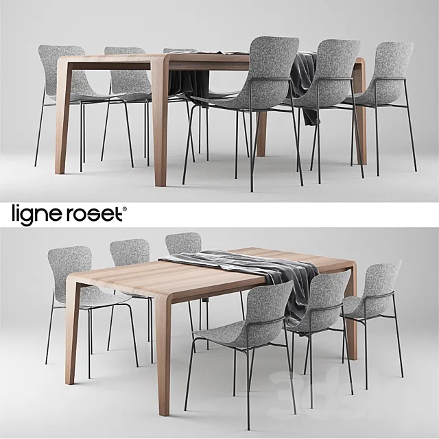 Ligne Roset SpiritOfForest Table and Ettoriano Chair 3DModel