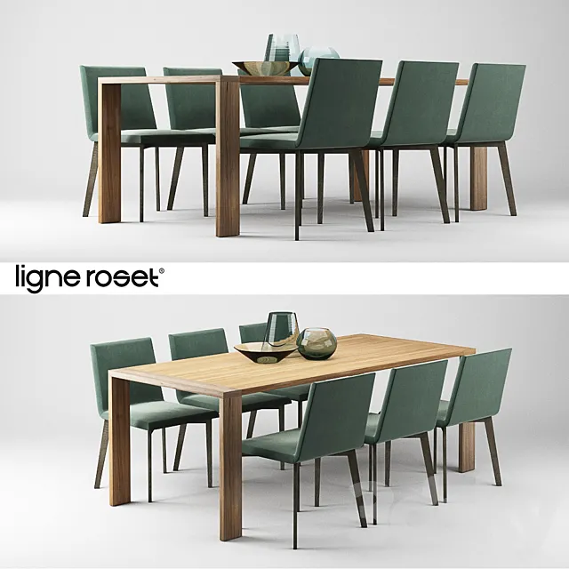 Ligne Roset Table Allen and Chair Mogador 3D Model