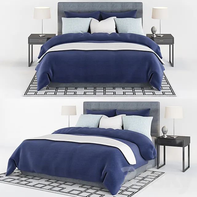 Lilac Grey Bedroom 3D Model