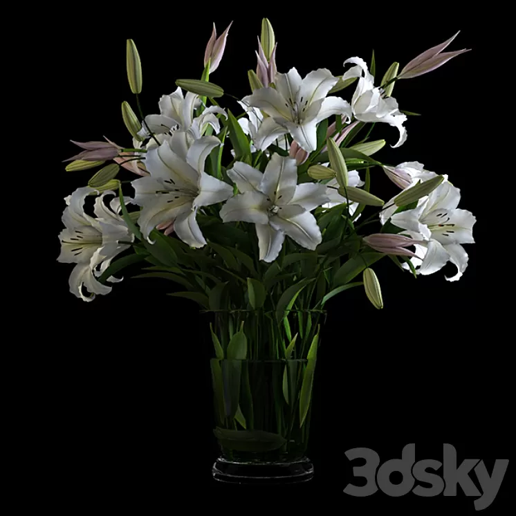 Lilies in a Vase 3D Model
