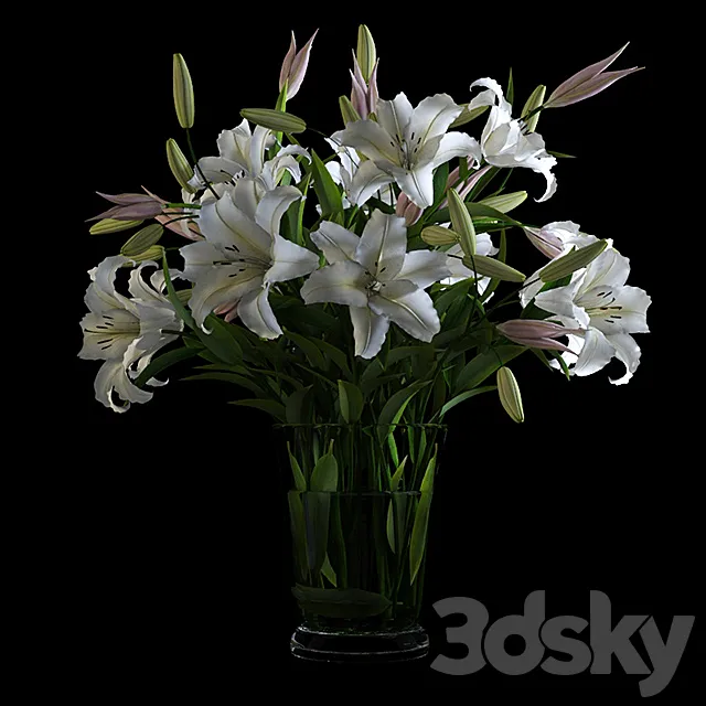 Lilies in a Vase 3D Model