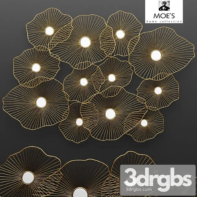 Lily Pad Wall Decor Panels Metallic Golden Luxury Decor Mirrors 3D Model Free