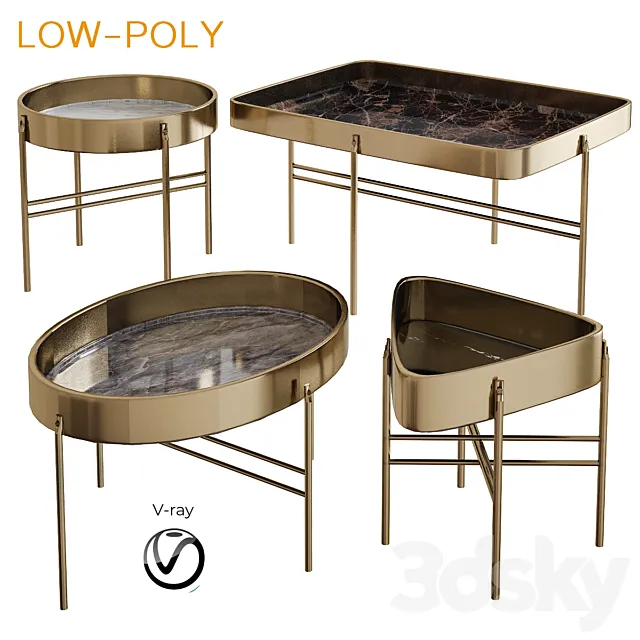 LILY TRAY Side Table Coffee Table (low poly) 3DModel