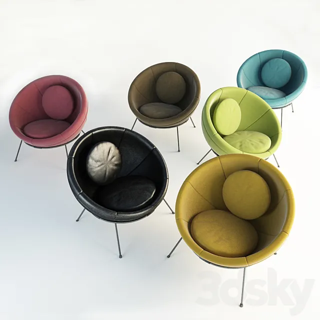 Lina Bo Bardi Bowl Chair Set 3D Model