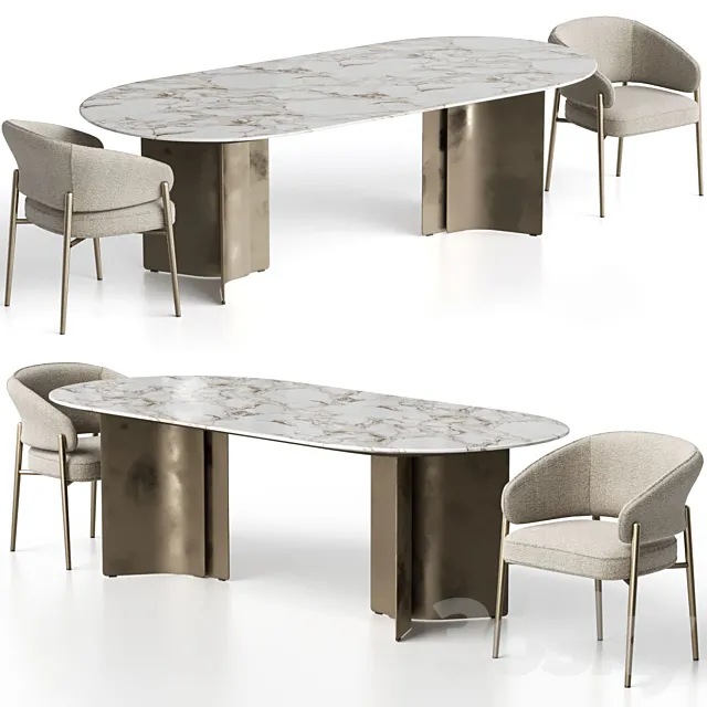 Linda chair and Wave tables by Marelli 3D Model