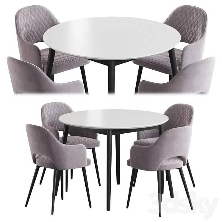 Linda table Leman chair Dining set 3D Model Free