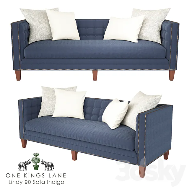 Lindy 90 Sofa Indigo 3DModel