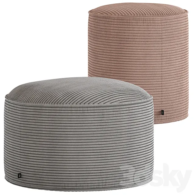 Linea Furniture Segolene Corduroy Pouffe 3D Model