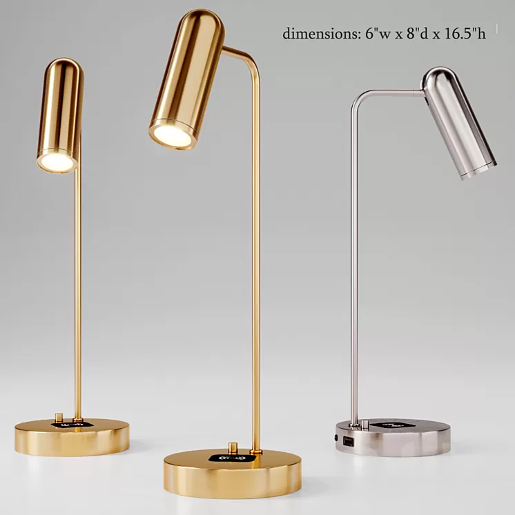 Linear Metal LED Wireless Charging & USB Task Lamp 3D Model