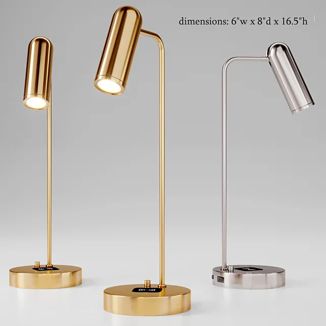 Linear Metal LED Wireless Charging & USB Task Lamp 3DModel