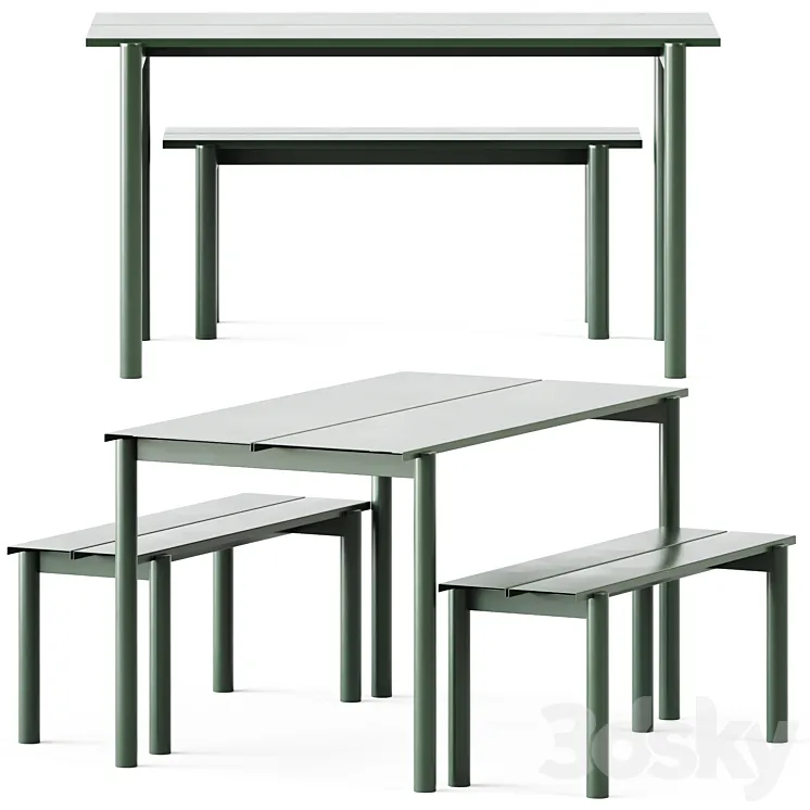 Linear Steel Garden Set L 140cm Table and Bench by Muuto Free Download