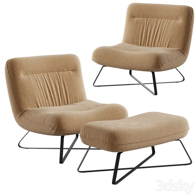 Linen armchair Helma 3D Model