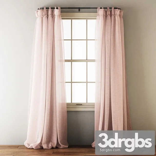 Linen balloon drapery curtains 3D Model Free