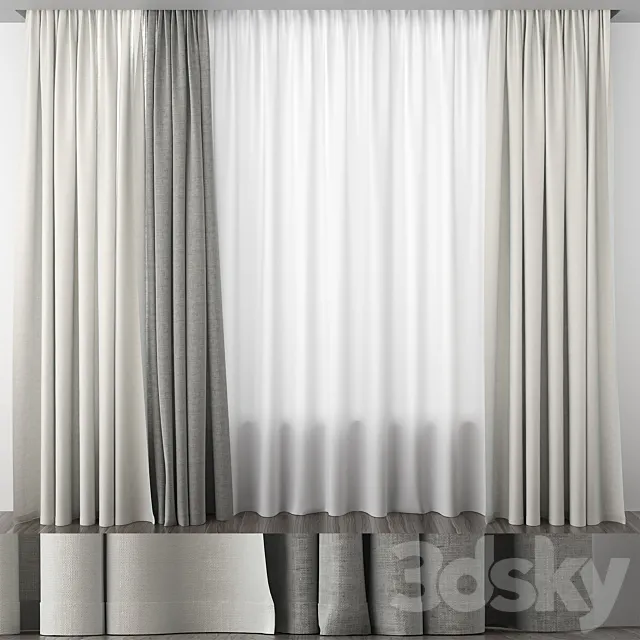 Linen curtains 3D Model