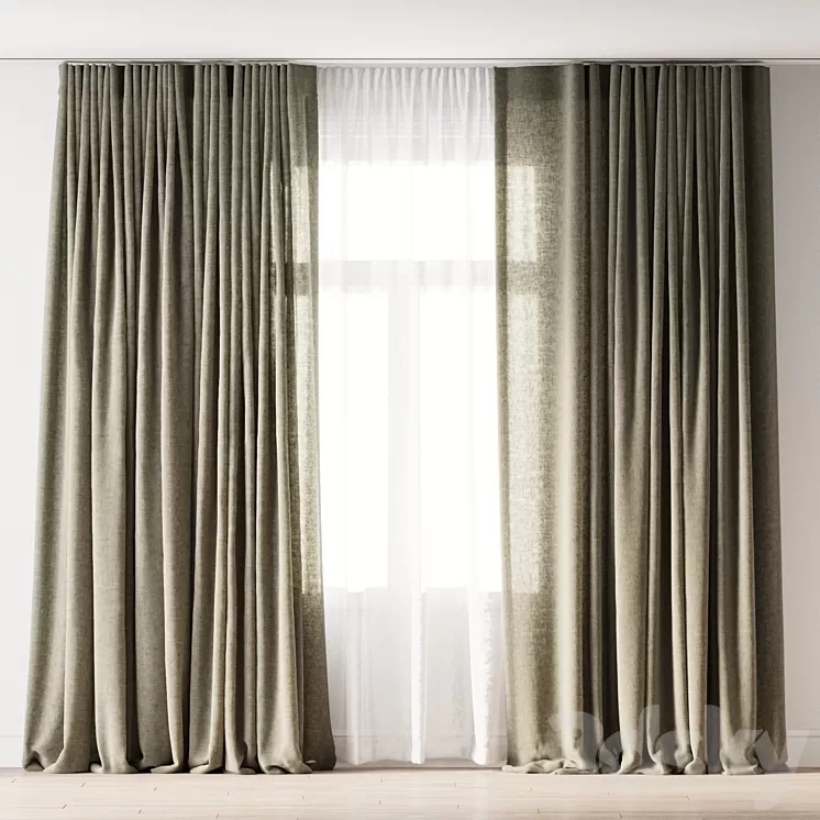 linen curtains 3D Model