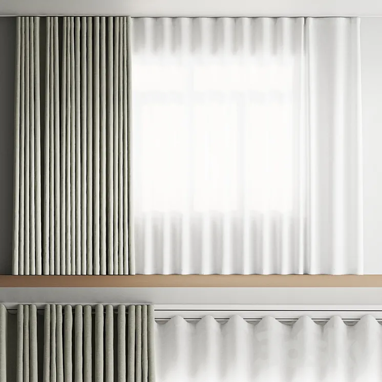 linen curtains 5 3D Model Free