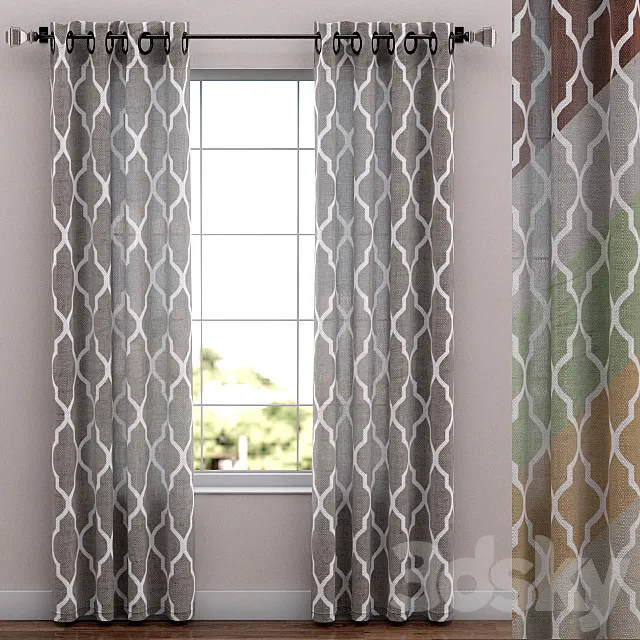 Linen curtains 52 "x 108" 6 colors 3D Model