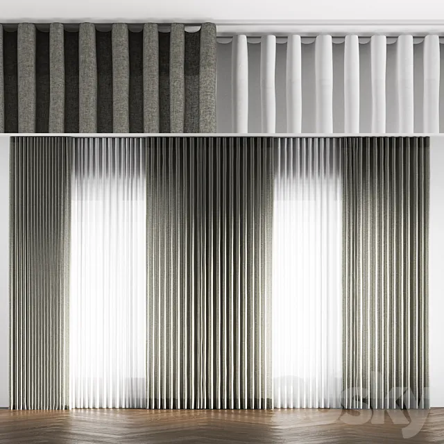 linen curtains 9 3D Model
