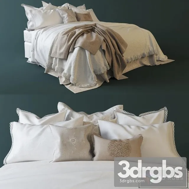 Linen Zara Home Bed 3D Model Free