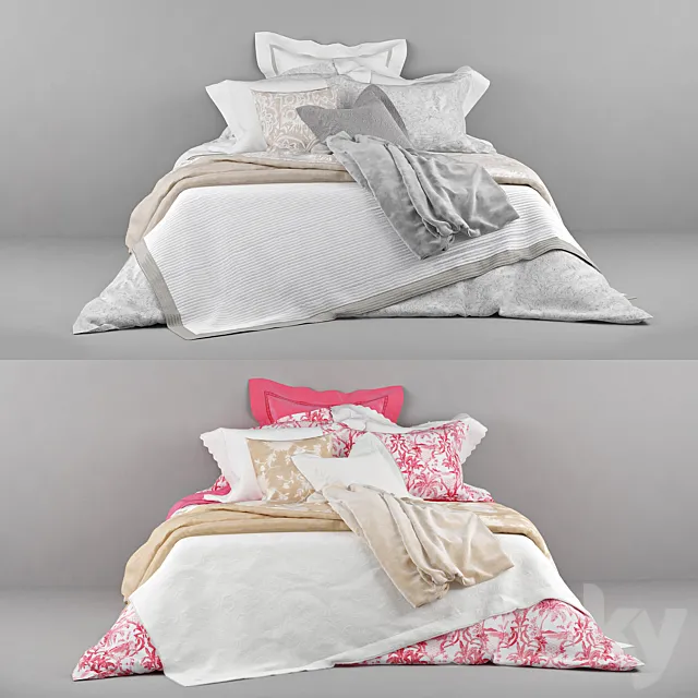 Linen Zara Home (red and gold _ gray) 3D Model