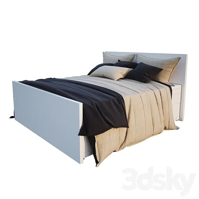 Linens for bed with footboard 3DModel