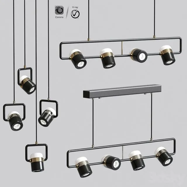 Ling linear pendant collection 3D Model