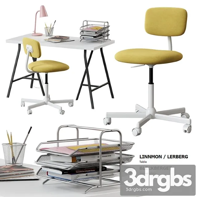 linnmon - lerberg table + bleckberget chair 3D Model Free