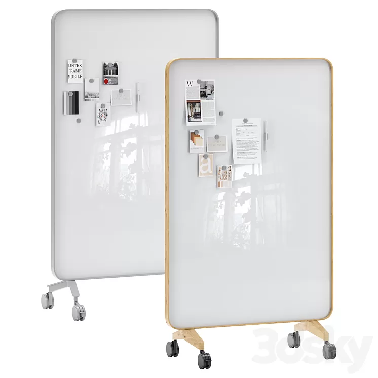 Lintex Frame Mobile double-sided glassboard with a bentwood frame 3D Model