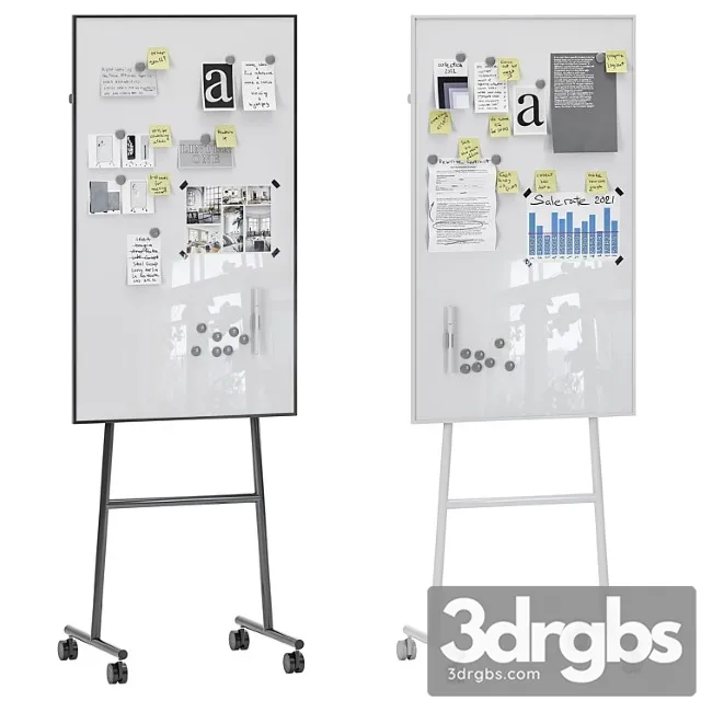 Lintex One Whiteboards With A Black Or White Stand 3D Model Free