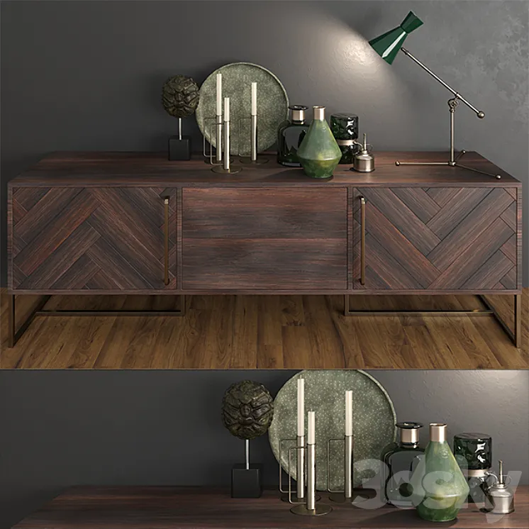 Little table Dutchbone Class Sideboard in Retro Herringbone Design 3D Model Free Download