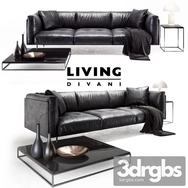 Living Divani Leather Rod Sofa 01 3D Model Free