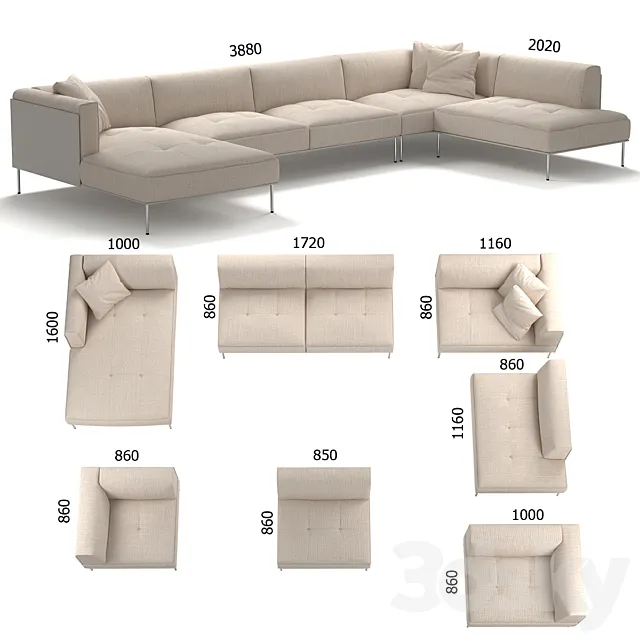 Living Divani ROD Sectional Sofa 3D Model