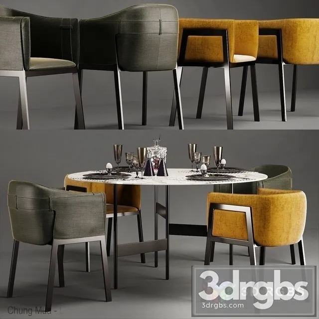 Living Divani Table and Chair 3D Model Free