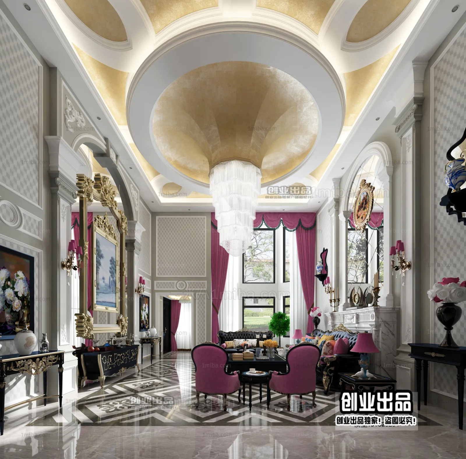 Living Room 3D Interior Scene - European Style - 062