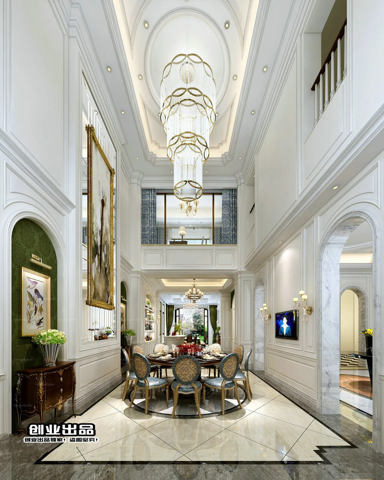 Living Room 3D Interior Scene - European Style - 063