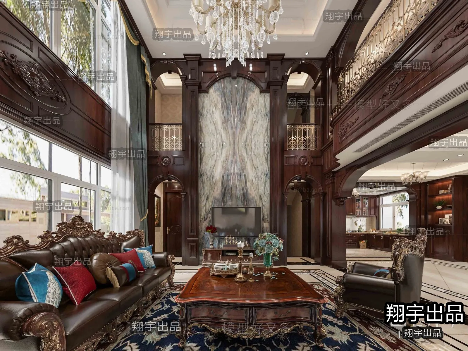 Living Room 3D Interior Scene - European Style - 068