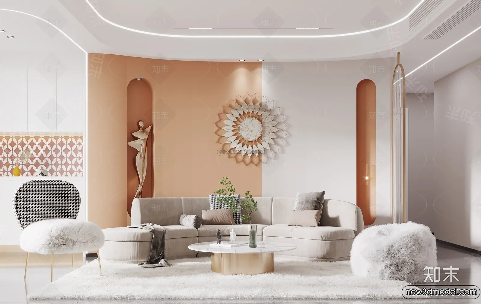 Living Room - 3D Interior Scene - French Style - 001