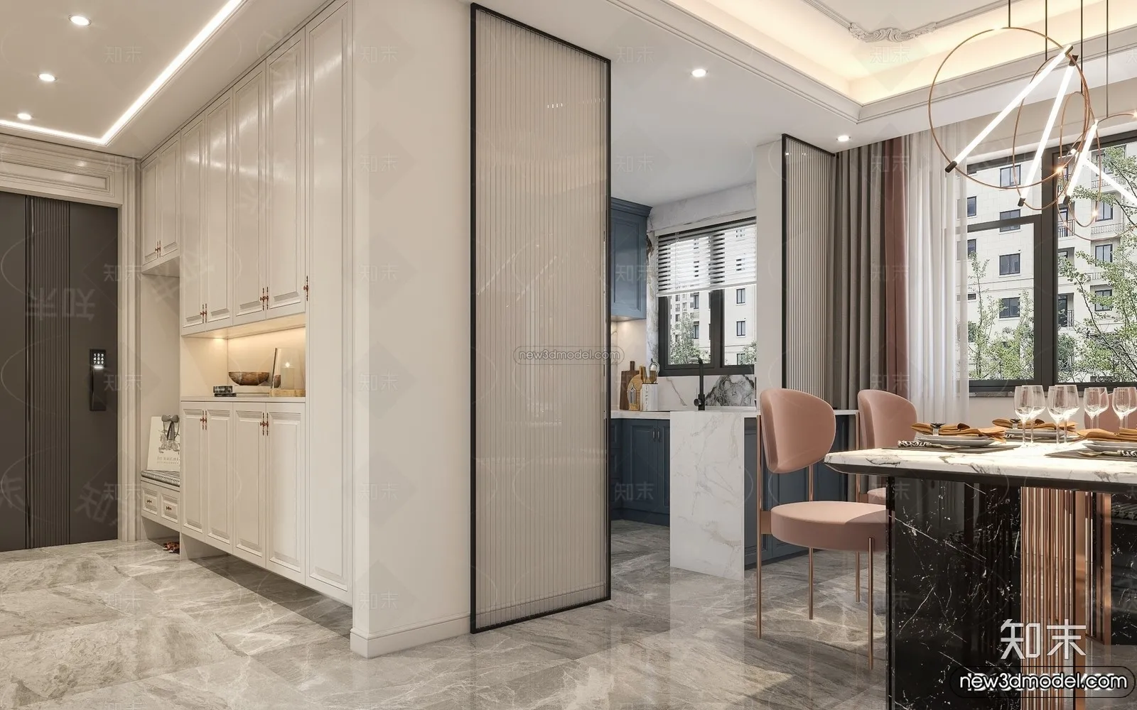 Living Room - 3D Interior Scene - French Style - 002