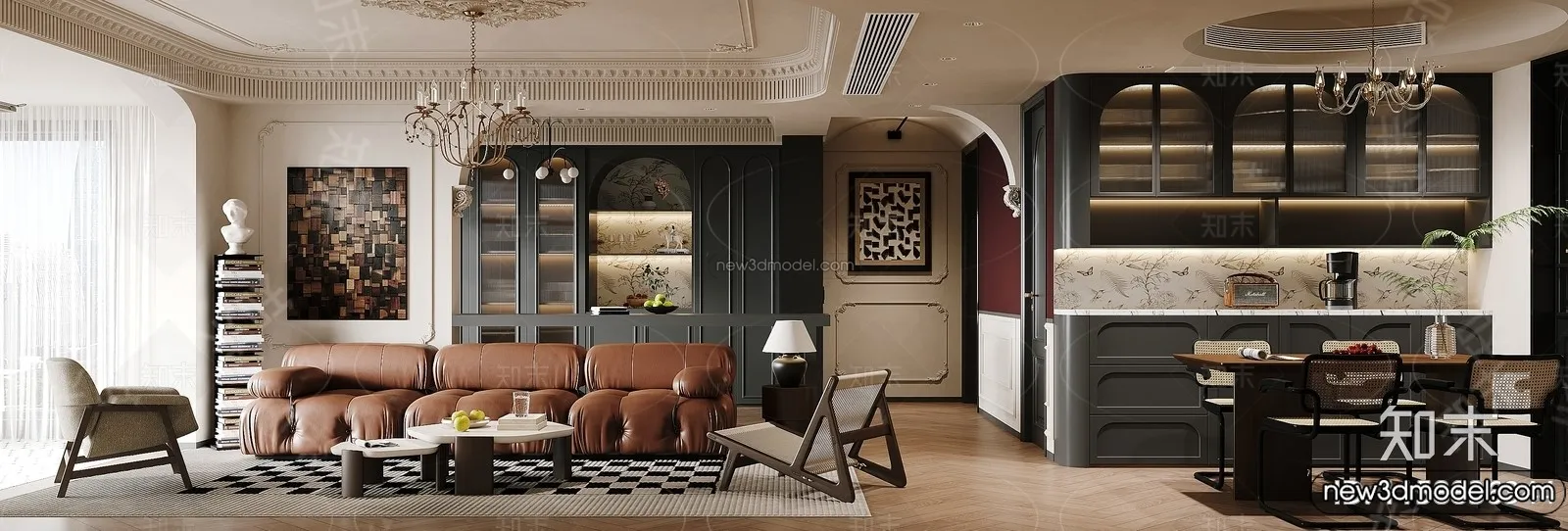 Living Room - 3D Interior Scene - French Style - 003