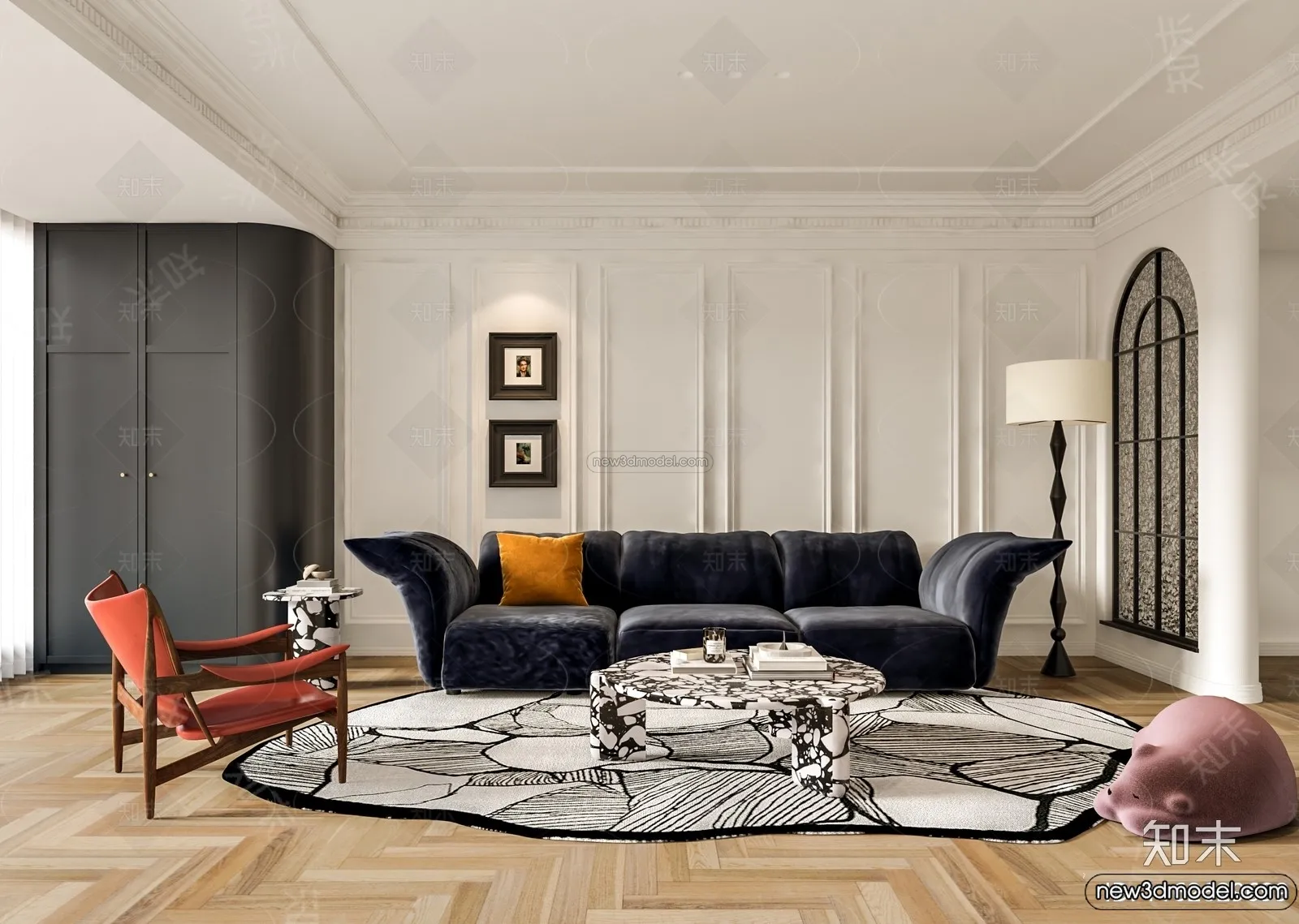Living Room - 3D Interior Scene - French Style - 004