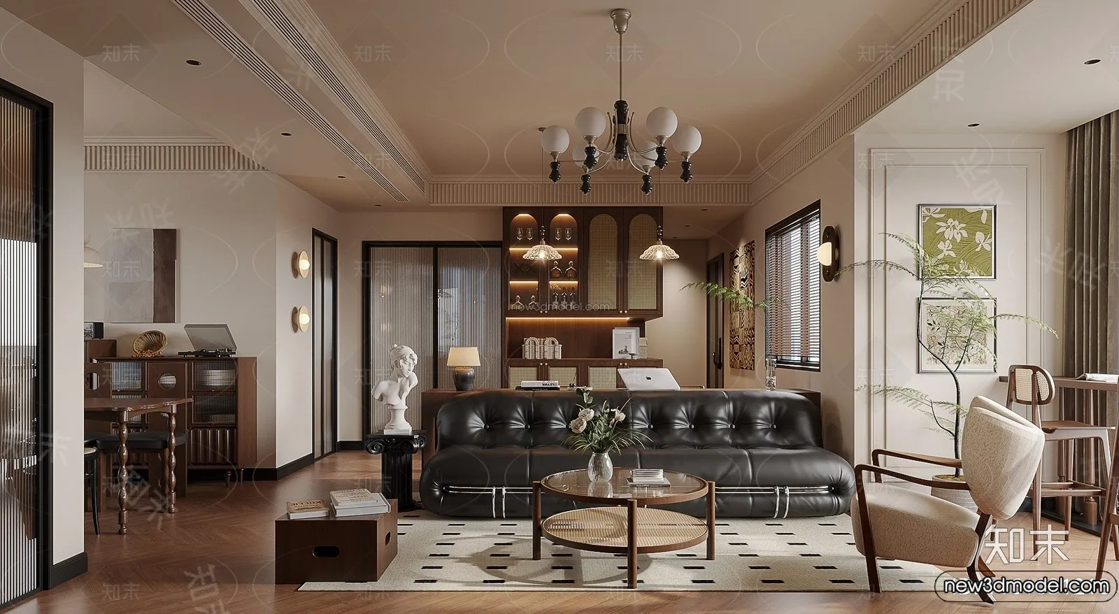 Living Room - 3D Interior Scene - French Style - 006
