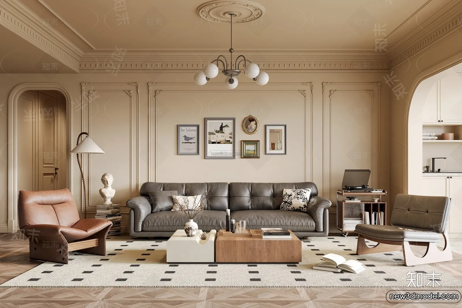 Living Room - 3D Interior Scene - French Style - 010