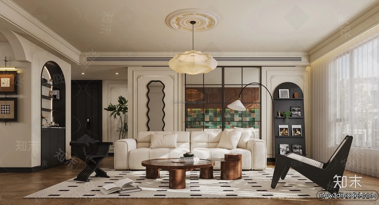 Living Room - 3D Interior Scene - French Style - 011