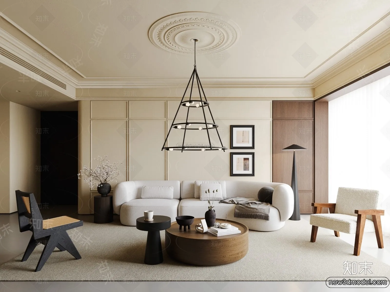 Living Room - 3D Interior Scene - French Style - 012