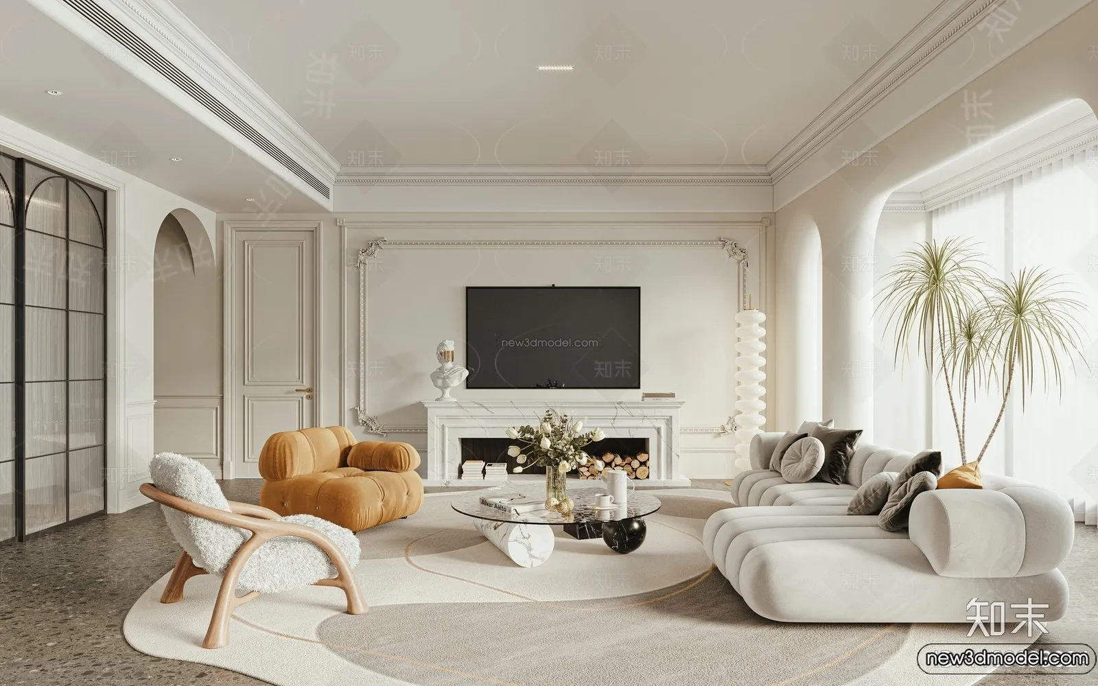 Living Room - 3D Interior Scene - French Style - 013