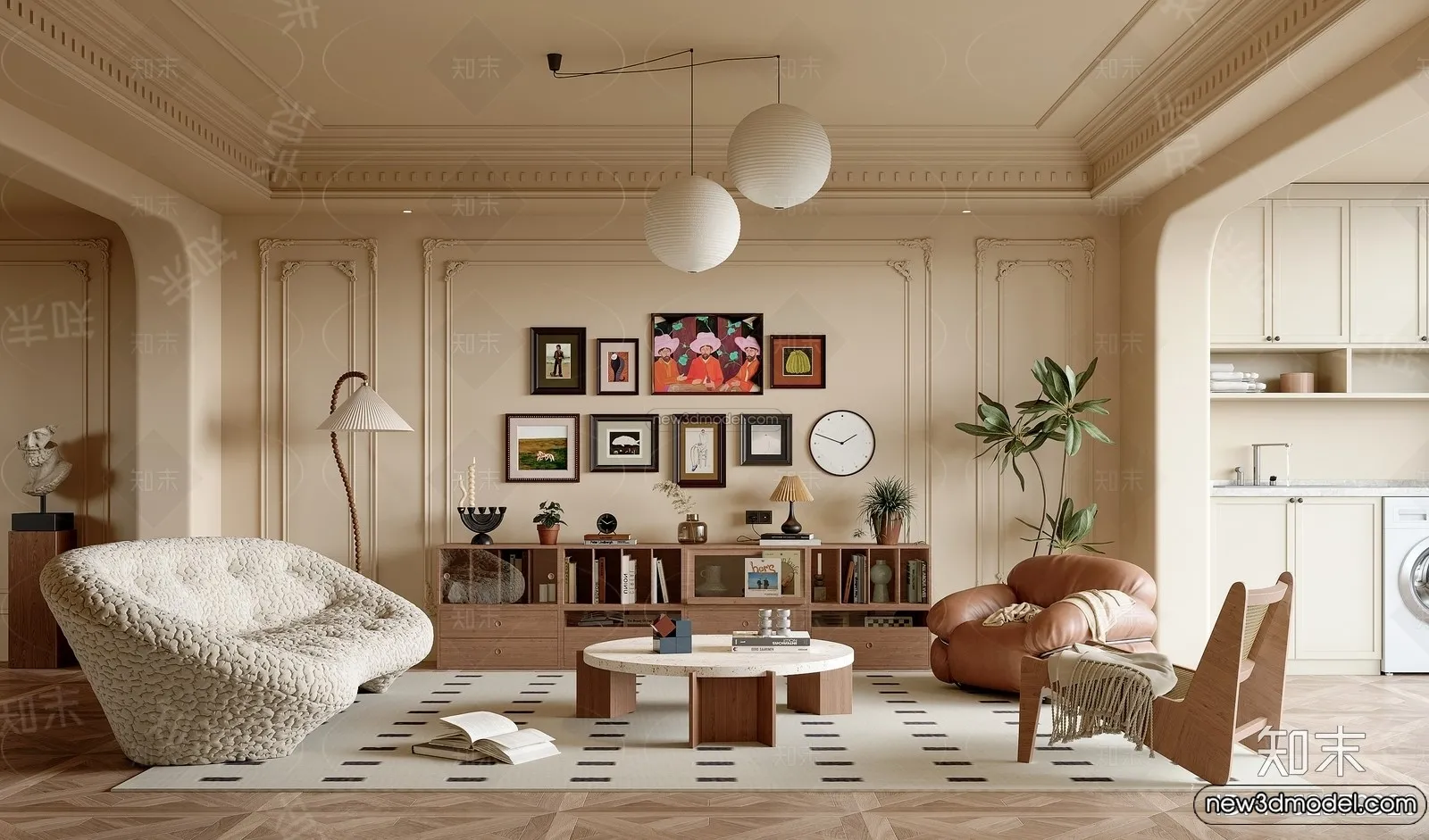 Living Room - 3D Interior Scene - French Style - 015