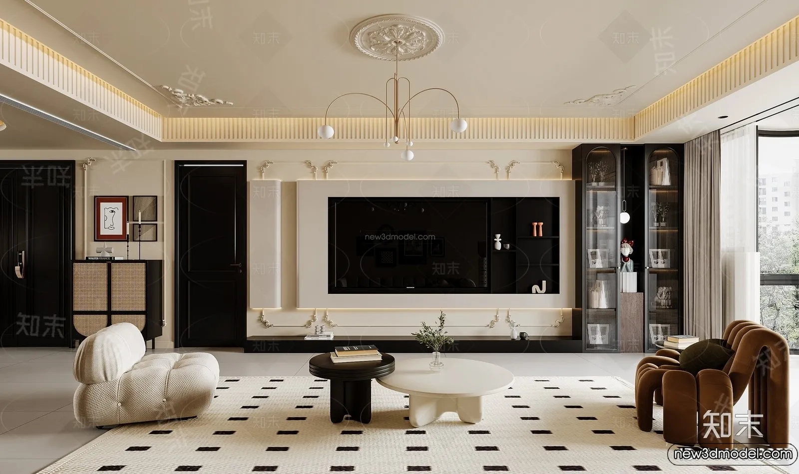 Living Room - 3D Interior Scene - French Style - 016