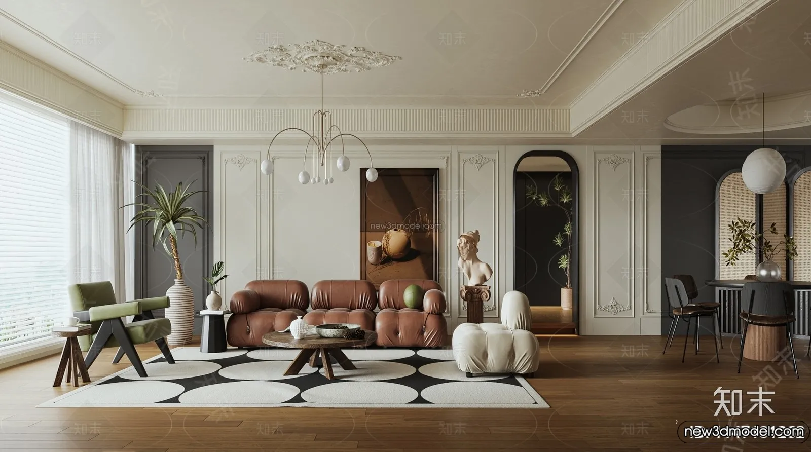Living Room - 3D Interior Scene - French Style - 017