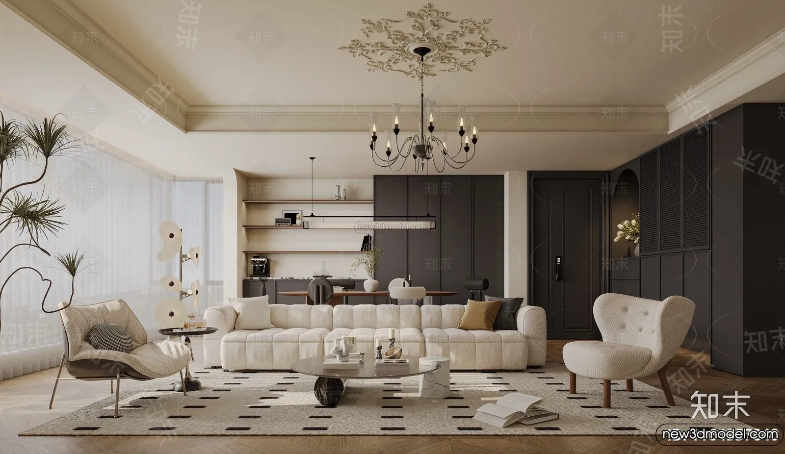 Living Room - 3D Interior Scene - French Style - 021